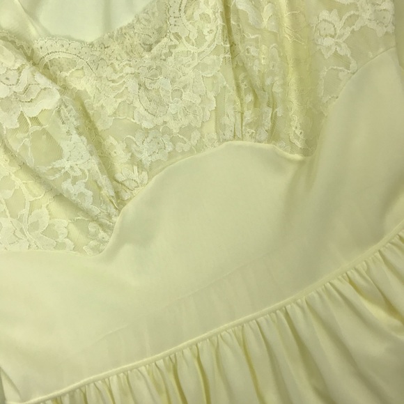 Vintage l 50s 36 Vanity Fair Yellow Nylon Tricot Tulle Lace Pinup Slip Nightgown - Picture 8 of 13